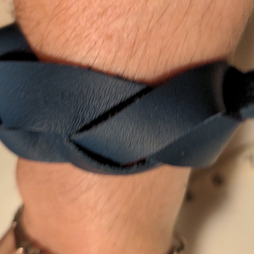 Unisex Handmade Genuine Leather Braided Bracelet Blue Gunmetal #17